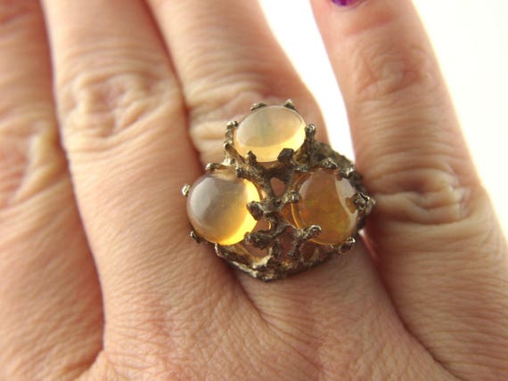 Mexican Fire Opal Ring - Sterling Silver - Vintage