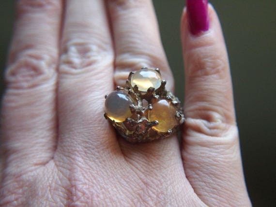 Mexican Fire Opal Ring - Sterling Silver - Vintage