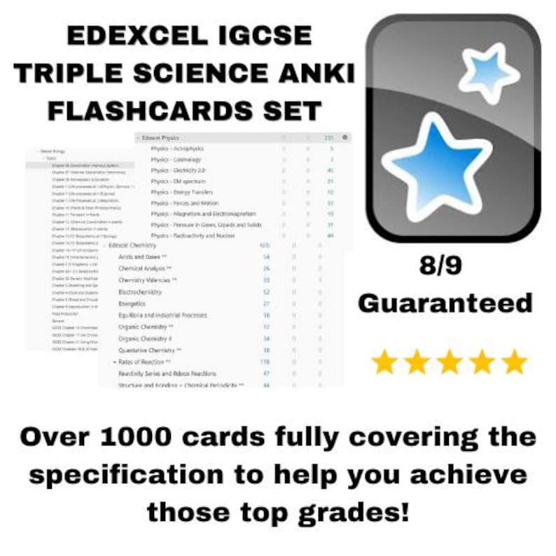 EDEXCEL IGCSE Triple Science Anki Flashcards Set 8/9 Guaranteed