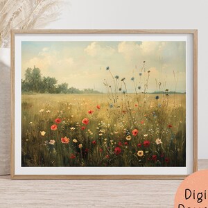 BOHO Wildflowers Artwork | Field of Wildflowers Painting | Boho Wildflowers Print | Vintage Artwork | Digital PRINTABLE 049