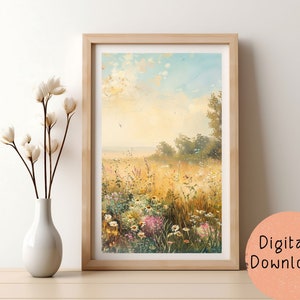 BOHO Wildflowers Artwork | Field of Wildflowers Painting | Boho Wildflowers Print | Vintage Artwork | Digital PRINTABLE 054