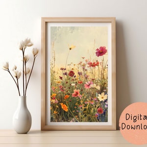 BOHO Wildflowers Artwork | Field of Wildflowers Painting | Boho Wildflowers Print | Vintage Artwork | Digital PRINTABLE 052