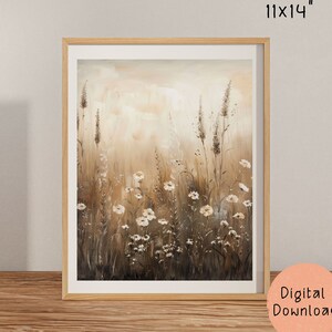 Vintage Wildflower Field Wall Art | Field Of Flowers Art | Botanical Wildflower Art | 090