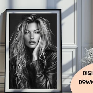 Kate Moss Inspired Print, Feminist Wall Art, Fashion Poster, Black and White Wall Art, Vintage Print, Photography Prints, Glam Decor 321