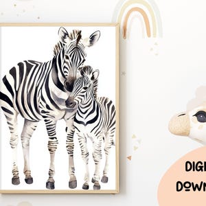 Zebra print, zebra wall art, zebra painting, watercolor print, watercolor wall art, animal print, nature wall art, safari nursery print 280