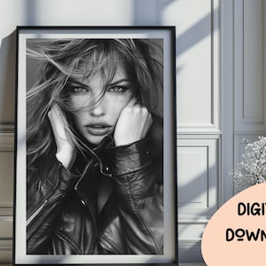 Kate Moss Inspired Print, Feminist Wall Art, Fashion Poster, Black and White Wall Art, Vintage Print, Photography Prints, Glam Decor 324