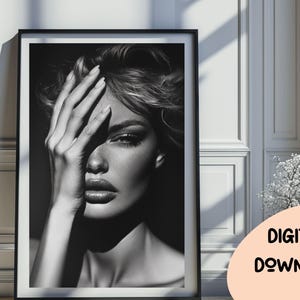 Kate Moss Inspired Print, Feminist Wall Art, Fashion Poster, Black and White Wall Art, Vintage Print, Photography Prints, Glam Decor 285