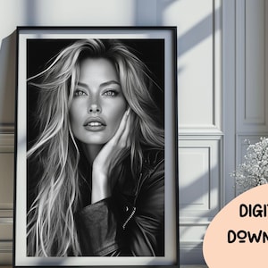 Kate Moss Inspired Print, Feminist Wall Art, Fashion Poster, Black and White Wall Art, Vintage Print, Photography Prints, Glam Decor 322