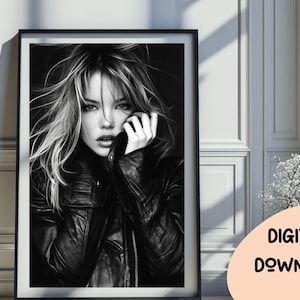 Kate Moss Inspired Print, Feminist Wall Art, Fashion Poster, Black and White Wall Art, Vintage Print, Photography Prints, Glam Decor 325