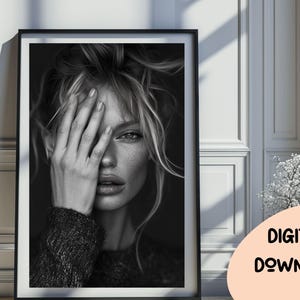 Kate Moss Inspired Print, Feminist Wall Art, Fashion Poster, Black and White Wall Art, Vintage Print, Photography Prints, Glam Decor 284