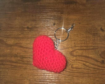 Crochet Puff Heart Keychain
