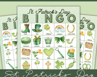 Printable St Patricks Day Bingo Cards for Classroom Activities, Family Game Nights & Festive Parties