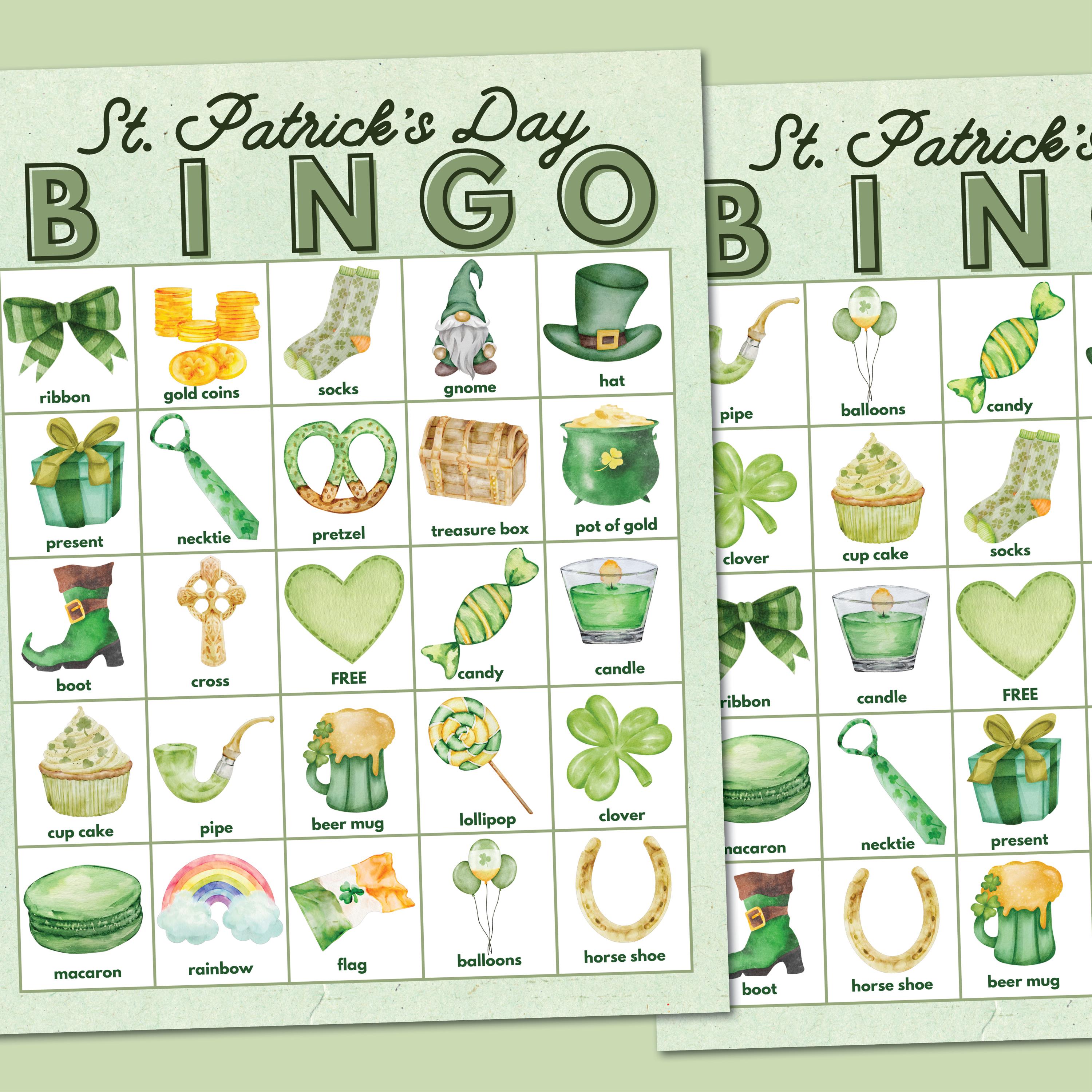 Printable St Patricks Day Bingo Cards for Classroom Activities, Family ...