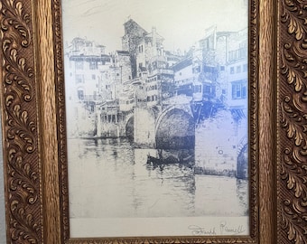 The Ponte Vecchio Etching by Joseph Pennell 1883 Framed, Signed