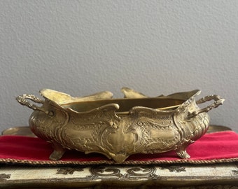 Large Brass Jardiniere with Liner -French Planter Centerpiece Vintage