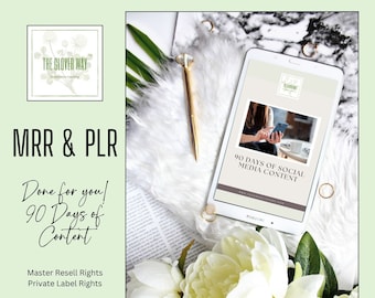 MRR 90 Days of Social Media Content, Done for You, Guide with Master Resell Rights (MRR) and Private Label Rights (PLR), 2-Bonus Books