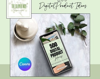 500 Digital Product Ideas for Passive Income, Master Resell Rights, Done for You, MRR PLR Canva Template