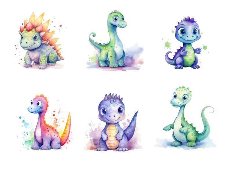 26 Dibujos de Dinosaurios – Arte de Dinosaurios para Baby Shower y Decoración de Habitación Infantil / Brontosaurios y Dibujos Tiernos de Dinosaurios imagen 4
