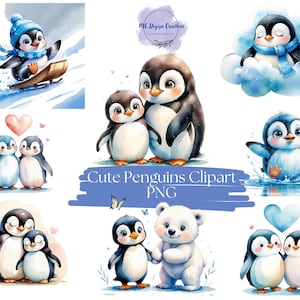11 Adorable Penguin Clipart Bundle | 11 High-Quality PNG | Baking Art | Dessert Art | Printables | Commercial Use