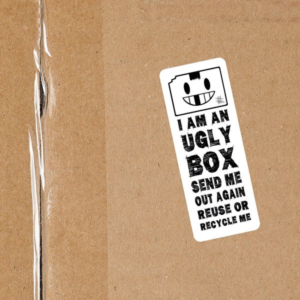 Packaging Label Ugly Box Design. Reused Box Sticker. Recycled Address Label. Instant Download Shipping Supplies. Cute Eco Shop Image