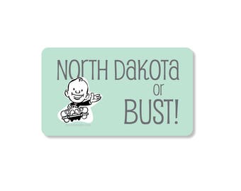 North Dakota or Bust Fridge Magnet. Gift Under 5. Retro Kitchen Decor. Moving to North Dakota. Funny Refrigerator Magnets. North Dakota Gift