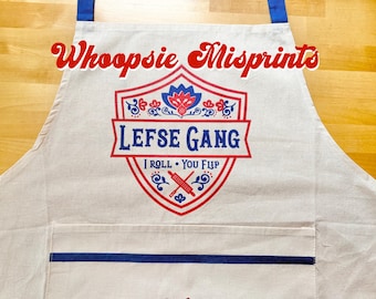 Misprint Lefse Gang Apron, Flour Sack Cotton Kitchen Apron