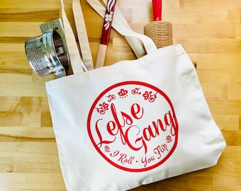 Lefse Gang Tote Bag. Made in the Midwest. Norwegian. Midwest Gift. Gift for Mom. Gift for Grandma. Lefse Making.