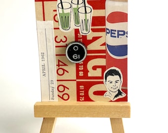 ACEO Trading Card. Vintage Mixed Media Collage Artwork. Signed OOAK Mini Art.