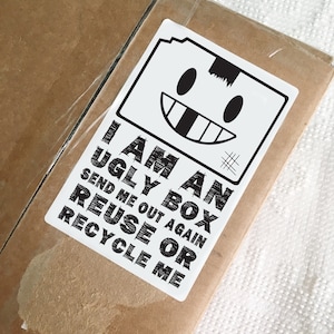 Packaging Label Ugly Box Design. Reused Box Sticker. Recycled Shipping Label. Instant Download Shipping Supplies. Cute Eco Shop Image image 1