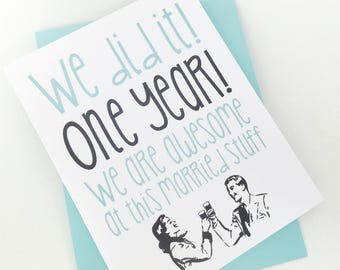 Funny 1st Anniversary Card: Mid-Century Modern Design