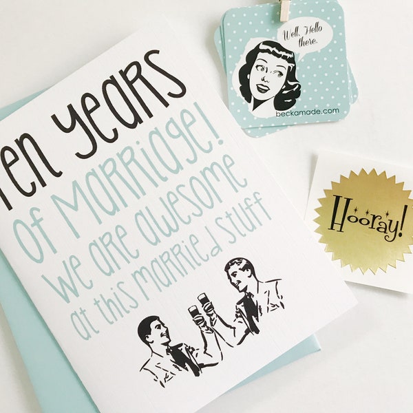 10th Anniversary Card. Lesbian. Gay. Ten Year Anniversary Card. Anniversary Card for Wife. Anniversary Card for Husband. 10th Anniv. LGBTQ