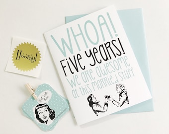 5th Anniversary Card: Mid-Century Modern LGBTQ Design