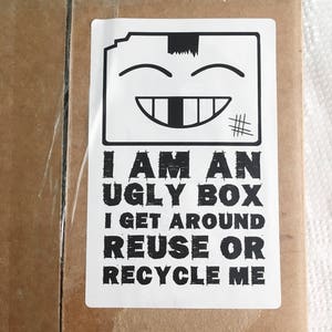 Packaging Label Ugly Box Design. Reused Box Sticker. Recycled Shipping Label. Instant Download Shipping Supplies. Cute Eco Shop Image image 4