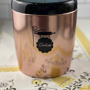 Vintage Retro Pink Metal Cookie Jar image 1