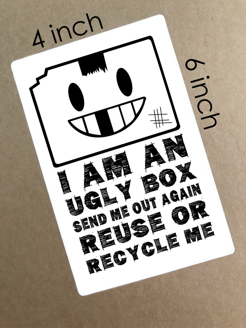 Packaging Label Ugly Box Design. Reused Box Sticker. Recycled Shipping Label. Instant Download Shipping Supplies. Cute Eco Shop Image image 2