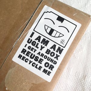 Packaging Label Ugly Box Design. Reused Box Sticker. Recycled Shipping Label. Instant Download Shipping Supplies. Cute Eco Shop Image image 3