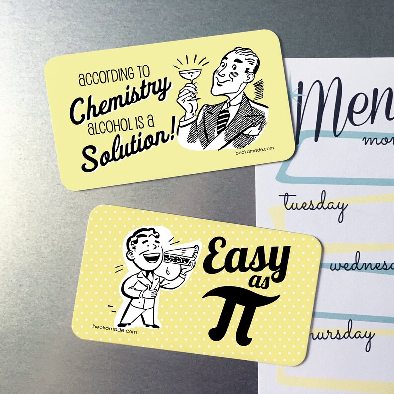 Easy as Pi Retro Kitchen Magnet. Math Humor. Pie Baker Gift. STEM Career. Gift for Baker. Gift for Nerd. Math Geek Gift. Secret Santa Gift. image 2