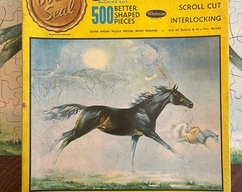 Belle sorcière Whitman Puzzle - Illustration de peinture cheval noir - incomplet