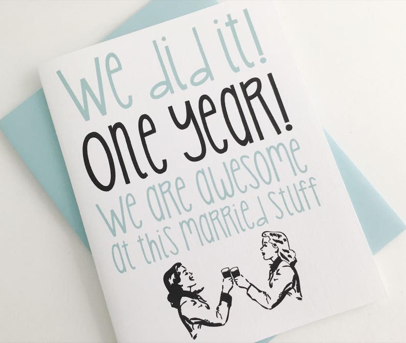 First Anniversary Lesbian Wife Card. One Year Anniversary Card. Anniversary Card for Wife. 1st Anniversary. Lesbian Wife Gift. LGBTQ image 1