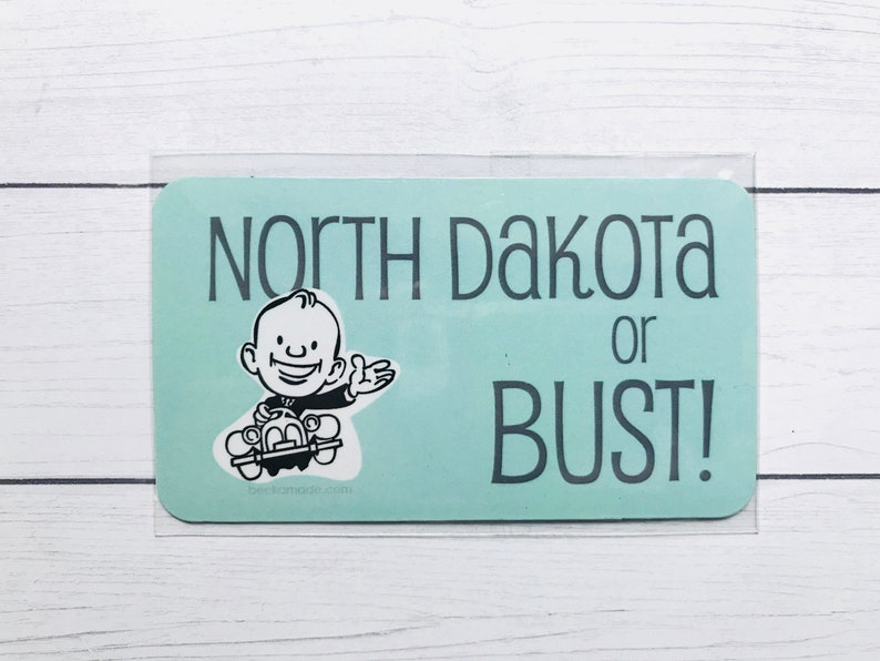 North Dakota or Bust Fridge Magnet. Gift Under 5. Retro Kitchen Decor. Moving to North Dakota. Funny Refrigerator Magnets. North Dakota Gift image 3