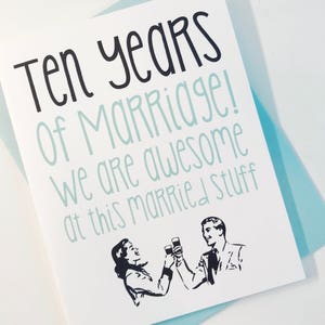 10th Anniversary Card. Ten Year Anniversary Card. Tenth Anniversary Card for Wife. 10th Anniversary Card for Husband. Married for 10 Years image 1