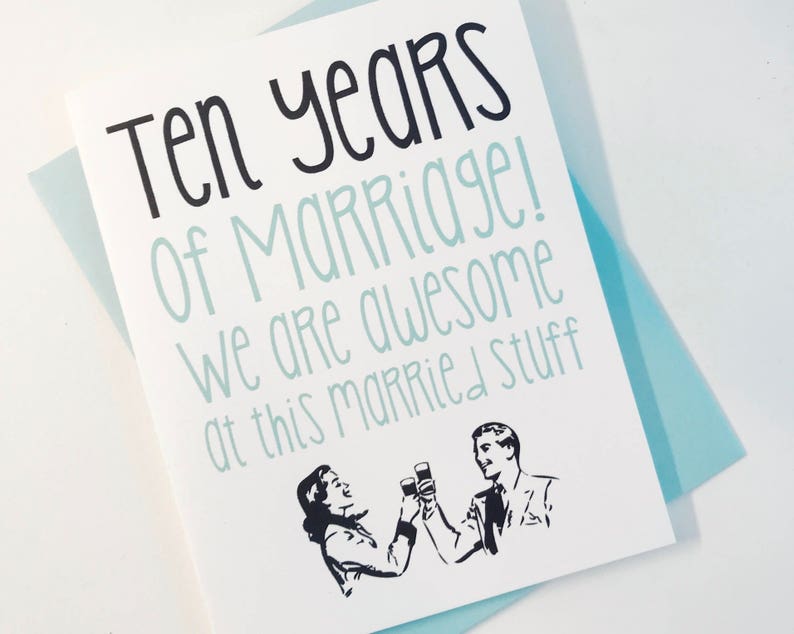 10th Anniversary Card. Ten Year Anniversary Card. Tenth Anniversary Card for Wife. 10th Anniversary Card for Husband. Married for 10 Years image 1