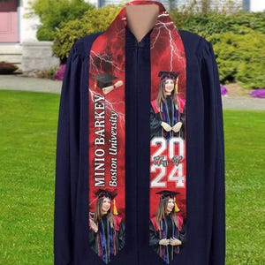 Personalized Photo Graduation Stole, Class of 2025 Best Gift For Graduation&#39;s Day, Mixed Flag Graduation Stole, Graduate Gift