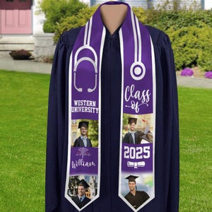 Personalized NurseGraduation 2025 Stoles, Class of 2025 Best Gift For Graduation&#39;s Day, Custom Photo Graduation Stole, Graduate Gift
