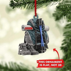 Personalized Hiking Bag Christmas Ornament, Hiking Bag Ornament, Hiking BagChristmas Ornament, Hiking Xmas Decor, Gift for Hiking Lovers