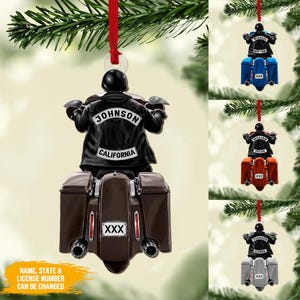 Personalized Biker Man Motorcycle Ornament, Motorcycle Ornament, Motorcycle Christmas Ornament, Motorcycle Xmas Decor, Gift For Biker