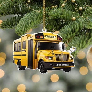 Personalized  Name School Bus Christmas Ornament, School Bus Lover Gift, Gift For Bus Driver, School Bus Driver Christmas Ornament