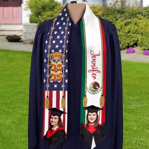 Personalized Flag Nations Graduation Stoles Stoles, Class of 2025 Best Gift For Graduation&#39;s Day, Mixed Flag Graduation Stole, Graduate Gift
