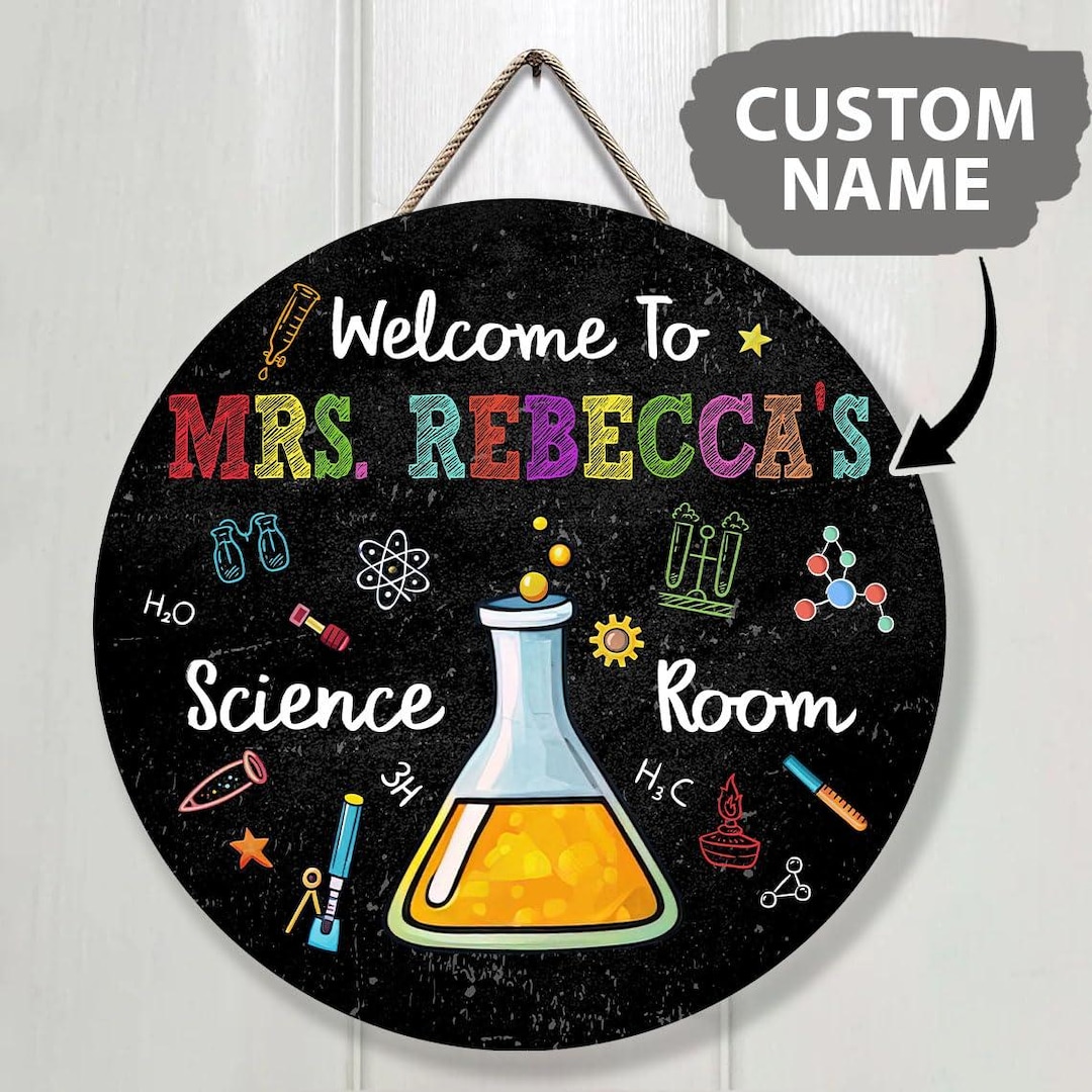 Custom Science Teacher Door Plaque, Personalized Name Hanger, Unique ...