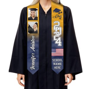 Personalized Graduation Stoles, Class of 2025 Best Gift For Graduation&#39;s Day, Custom Photo Graduation Stole, Graduate Gift for Her Him